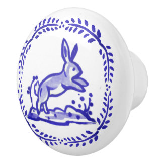 Blauer Hasen-Delft-Keramik-Stift Keramikknauf