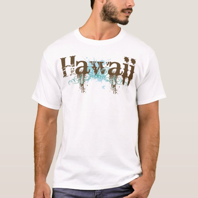 Blauer Hawaii T - Shirt Grunge-Browns (Vorderseite)