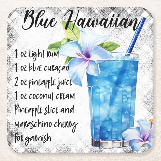 Blauer Hawaiianer Rechteckiger Pappuntersetzer (Vorderseite)