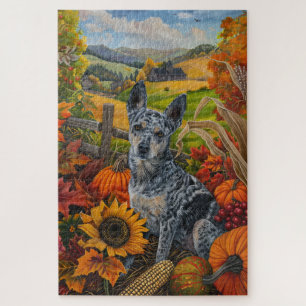 Blauer Heeler-Hund Herbsternte Erntedankfest
