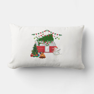 Blauer Heeler mit Weihnachtspullover - Frohe Weihn Lendenkissen