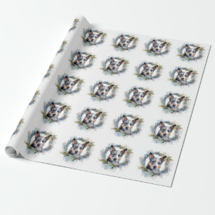 Blauer Heeler Weihnachtskranz Festlicher Hund Geschenkpapier