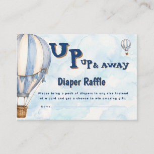 Blauer Heißluftballon Auf und davon Windel-Raffle Begleitkarte