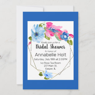 Blauer hellblauer, rosa, blühender goldfarbener Ra Einladung