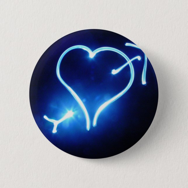 Blauer heller Herz-Knopf Button (Vorderseite)