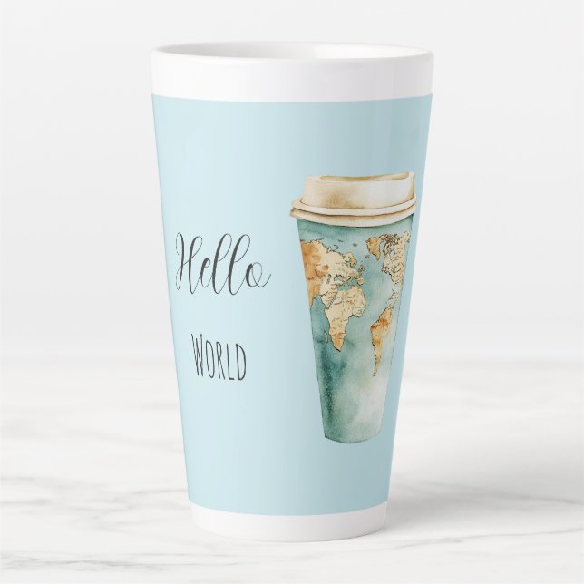 Blauer Hello World Kaffeebecher Milchtasse (Vorderseite)