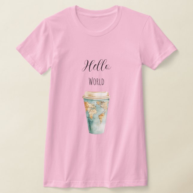 Blauer Hello World Kaffeebecher T-Shirt (Ablage )