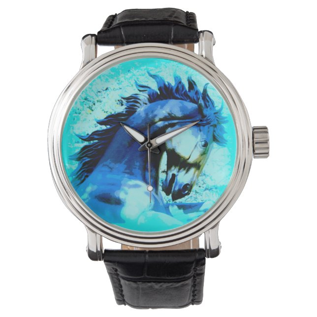 Blauer Hengst Armbanduhr (Vorderseite)