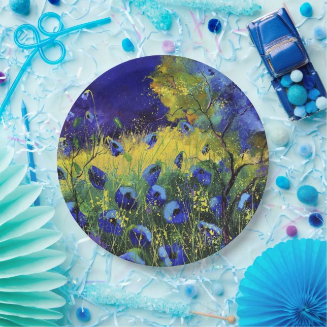 Blauer Herbst, Kunst Pappteller (Party)