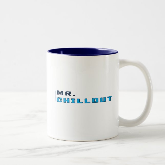 Blauer Herr Chillout Logo Mug Zweifarbige Tasse (Rechts)