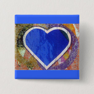 Blauer Herz-Knopf Button