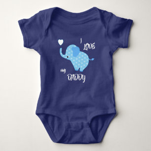 Blauer Herz-Muster-Elefant Baby Strampler