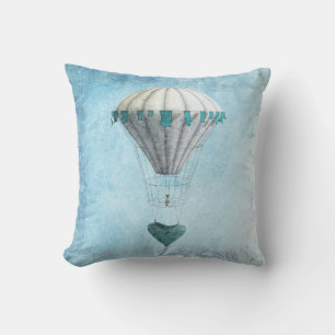 Blauer Herzballon vintage Kissen