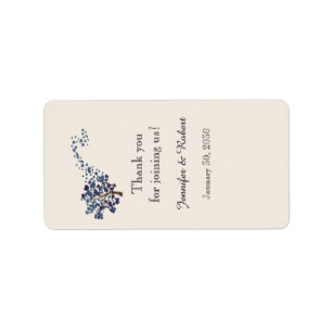 Blauer Herzbaum auf dem Label "Elfenbeinblume" Adressaufkleber