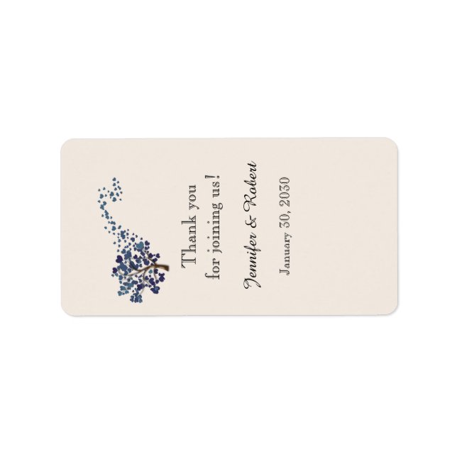 Blauer Herzbaum auf dem Label "Elfenbeinblume" Adressaufkleber (Vorne)