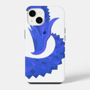 Blauer Herzdrache auf Weiß iPhone 14 Hülle