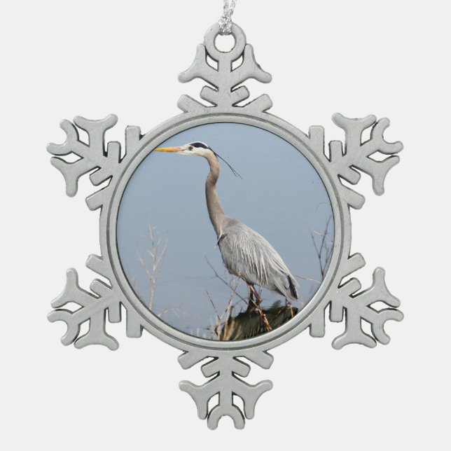 Blauer Herzog Schneeflocken Zinn-Ornament (Vorderseite)