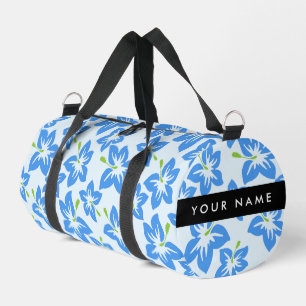 Blauer Hibiskus, Blaue Blumen, Ihr Name Duffle Bag