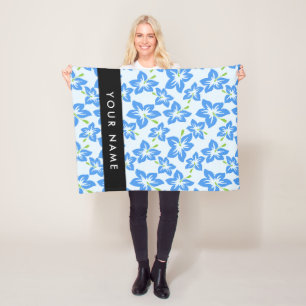 Blauer Hibiskus, Blaue Blumen, Ihr Name Fleecedecke