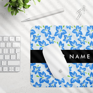 Blauer Hibiskus, Blaue Blumen, Ihr Name Mousepad