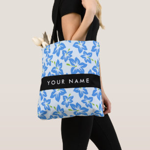 Blauer Hibiskus, Blaue Blumen, Ihr Name Tasche