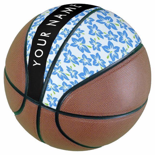 Blauer Hibiskus, Blumen, Ihr Name Basketball (angewinkelt)