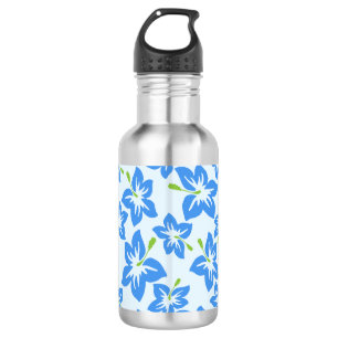 Blauer Hibiskus, Blumen, Muster von Blume Edelstahlflasche