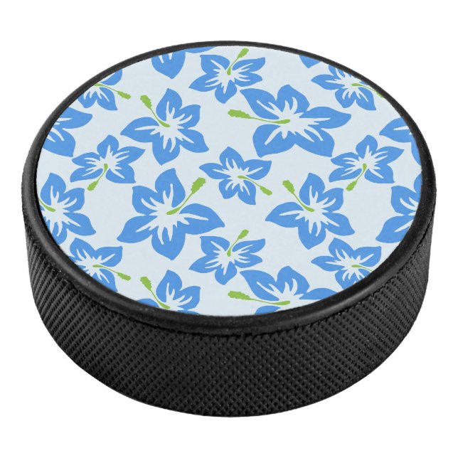 Blauer Hibiskus, Blumen, Muster von Blume Eishockey Puck (3/4)