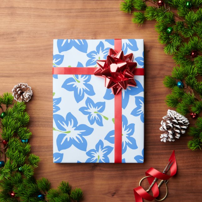 Blauer Hibiskus, Blumen, Muster von Blume Geschenkpapier (Feiertagsgeschenk)