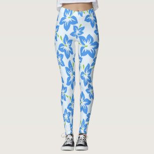 Blauer Hibiskus, Blumen, Muster von Blume Leggings