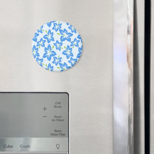 Blauer Hibiskus, Blumen, Muster von Blume Magnet (In Situ (Kühlschrank))