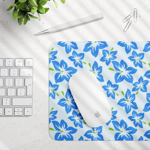 Blauer Hibiskus, Blumen, Muster von Blume Mousepad
