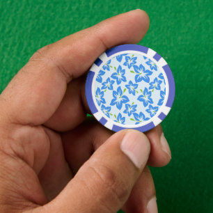 Blauer Hibiskus, Blumen, Muster von Blume Pokerchips