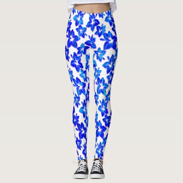 blauer Hibiskus - Leggings (Vorderseite)