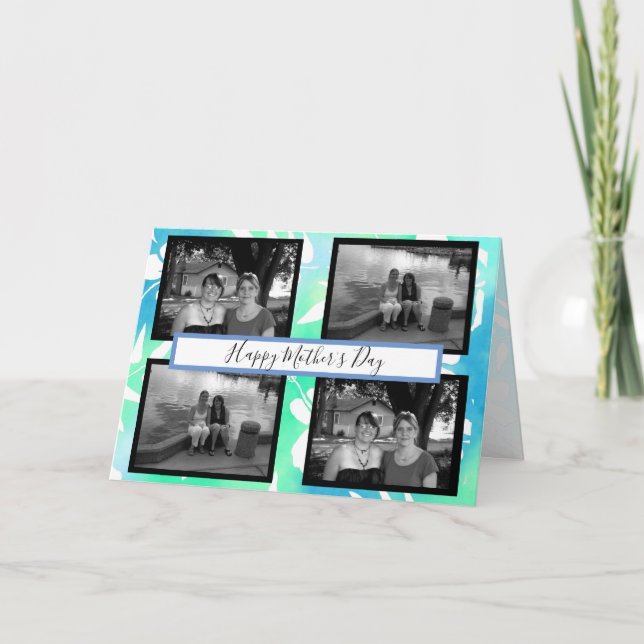 Blauer Hibiskus und Foto Muttertag Karte (Vorderseite)