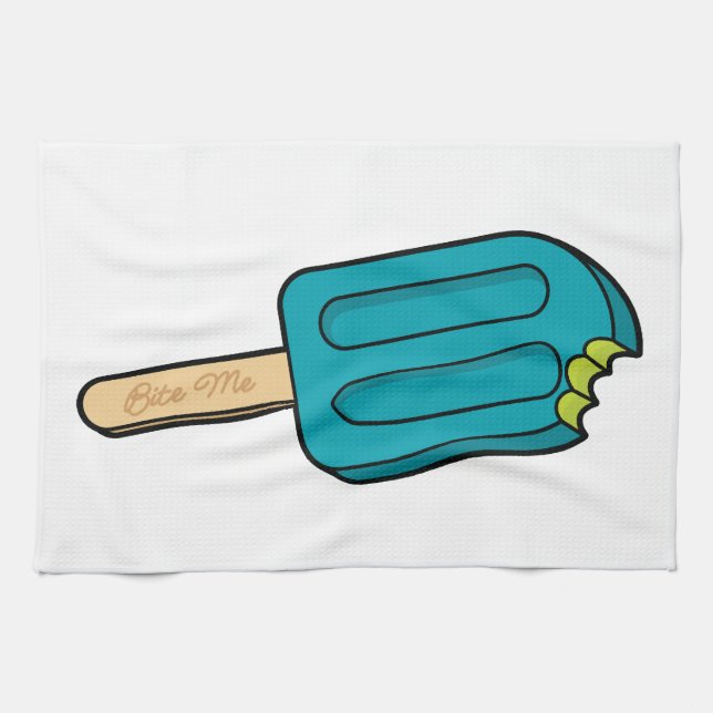 Blauer HimbeerPopsicle beißen mich Geschirrtuch (Horizontal)