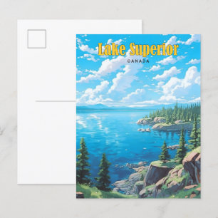 Blauer Himmel am Lake Superior Kanada Vintage Reis Postkarte