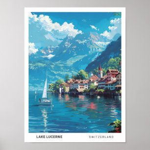 Blauer Himmel am Vierwaldstättersee Schweiz Reise Poster