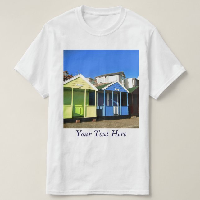 Blauer Himmel auf englischem Foto am Meer T-Shirt (Design vorne)