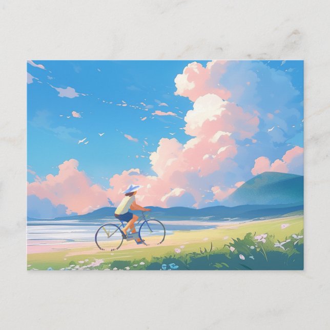 Blauer Himmel auf Fahrradanimation Postkarte (Vorderseite)