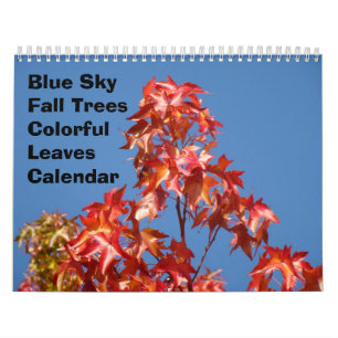 Blauer Himmel Herbst Bäume Kalender Farbige Blätte