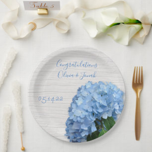 Blauer Himmel Holz Hochzeit Personalisiert Pappteller