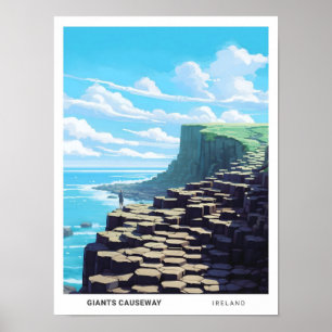 Blauer Himmel im Giants Causeway Irland Reise Poster