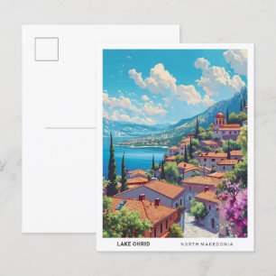 Blauer Himmel im Lake Ohrid Nordmazedonien Reise Postkarte