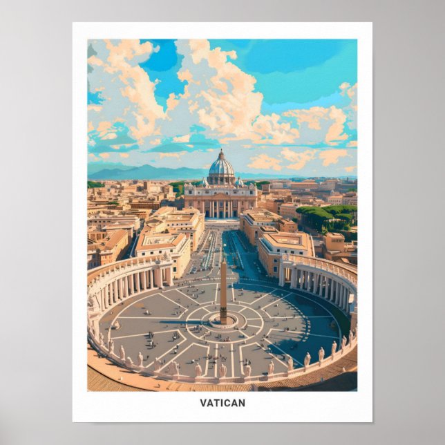 Blauer Himmel im Vatikan Vintage Travel Poster (Vorne)
