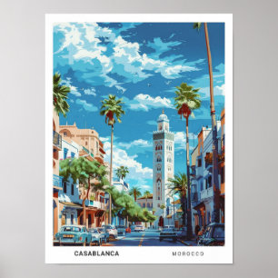 Blauer Himmel in Casablanca Marokko Vintage Reise Poster