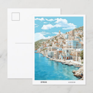 Blauer Himmel in Syros Griechenland Vintage Reise Postkarte