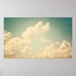 Blauer Himmel mit etwas weißem Puffsack, wolkig, V Poster