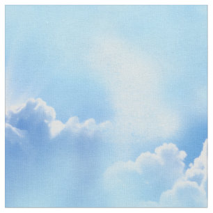Blauer Himmel mit flauschigen Wolken wiederholen Stoff
