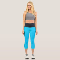 Blauer Himmel Schwarzer Waisted Yoga Capris